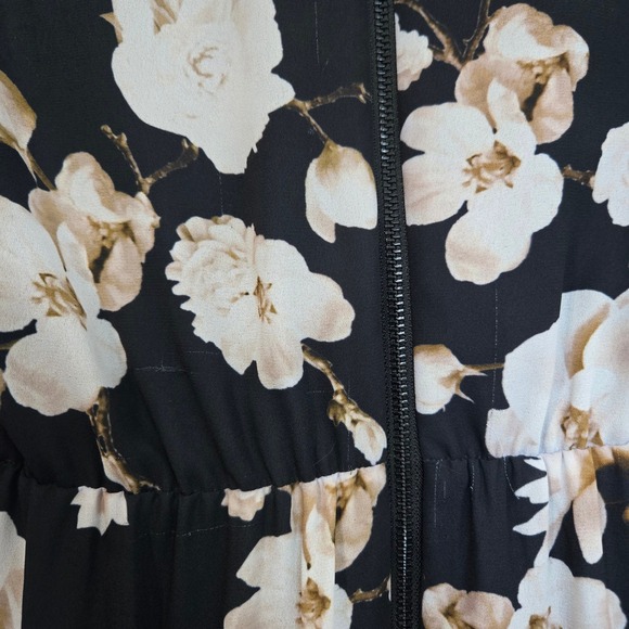 Alice + Olivia 6 Kye Floral Ruffle Midi Dress Black White Flowers Party Cocktail - Picture 9 of 11